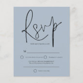 Budget Script Dusty Blue Wedding RSVP (Vorderseite)