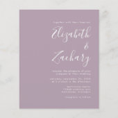 Budget Script Dusty Lavender Wedding Einladung (Vorderseite)