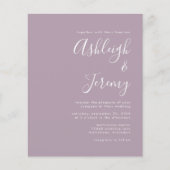 Budget Script Dusty Lavender Wedding Einladung (Vorderseite)