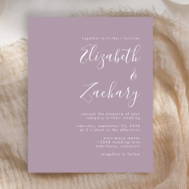 Budget Script Dusty Lavender Wedding Einladung
