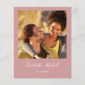 Budget Script Dusty Rose Foto Hochzeit Einladung (Rückseite)