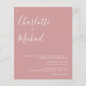 Budget Script Dusty Rose Foto Hochzeit Einladung (Vorderseite)
