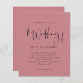 Budget Script Dusty Rose Hochzeit Einladung (Vorne/Hinten)
