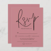 Budget Script Dusty Rose Wedding RSVP (Vorne/Hinten)