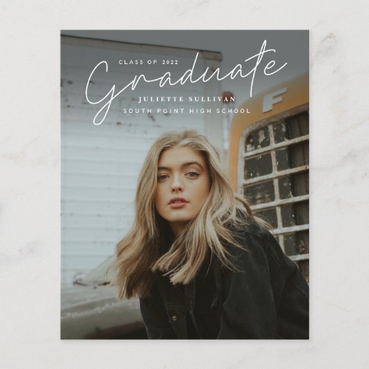 Budget Script Einfache Foto Abschluss Einladung (Vorderseite)