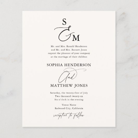 Budget Script Elegant Wedding (Vorderseite)