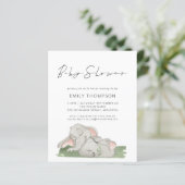 Budget Script Elephant Baby Shower Einladung (Stehend Vorderseite)