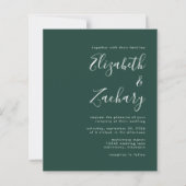 Budget Script Emerald Green Wedding Einladung (Vorderseite)