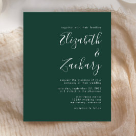 Budget Script Emerald Green Wedding Einladung