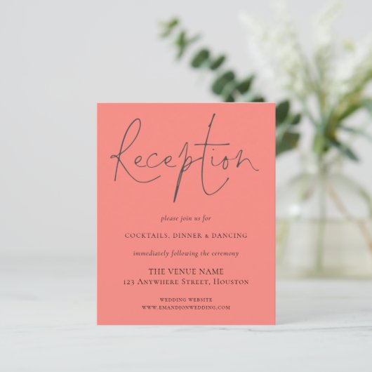 Budget Script Empfang Coral Rose Wedding Encl (Stehend Vorderseite)