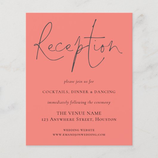 Budget Script Empfang Coral Rose Wedding Encl (Vorderseite)