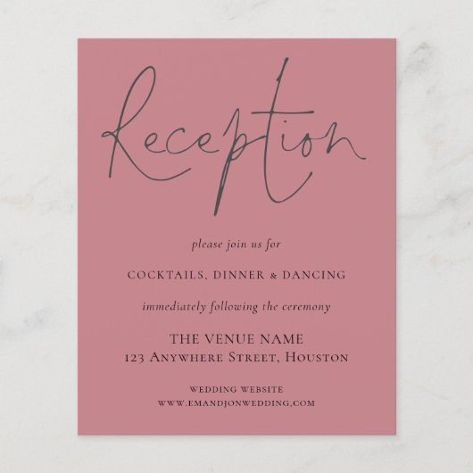 Budget Script Empfang Dusty Rose Wedding Encl (Vorderseite)