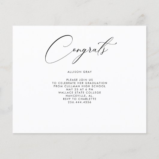 Budget Script Foto Abschluss Einladung Flyer (Hinten)