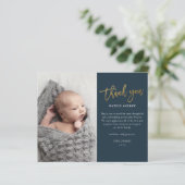 Budget Script Foto Baby Danke Karte (Stehend Vorderseite)