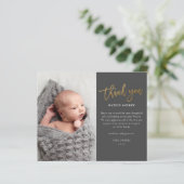 Budget Script Foto Baby Danke Karte (Stehend Vorderseite)