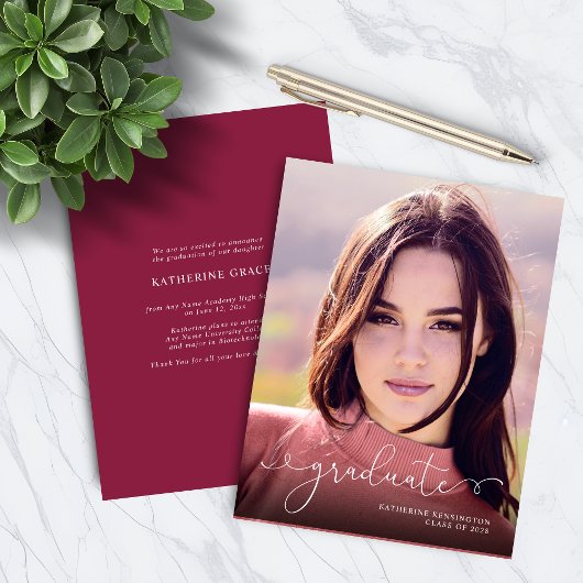 BUDGET Script-Foto Burgundy Maroon Abschluss