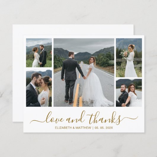 Budget Script Foto Collage Wedding Danke Karte (Vorne/Hinten)