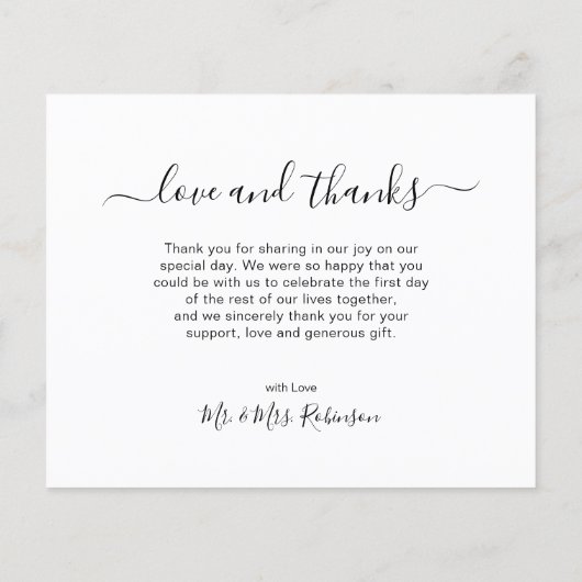 Budget Script Foto Collage Wedding Danke Karte (Rückseite)