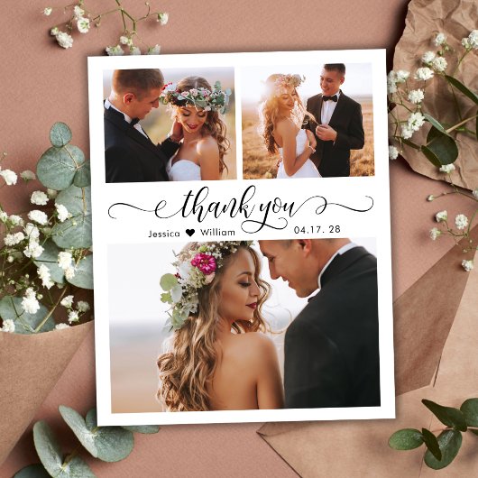 Budget Script Foto Collage Wedding Danke Karte