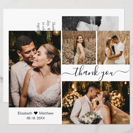 Budget Script Foto Collage Wedding Danke Karte (Vorne/Hinten)