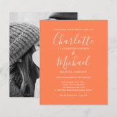 Budget Script Foto Coral Wedding Einladung (Vorne/Hinten)