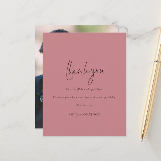 Budget Script Foto Dusty Rose Wedding Vielen Dank (Vorderseite/Rückseite Beispiel)