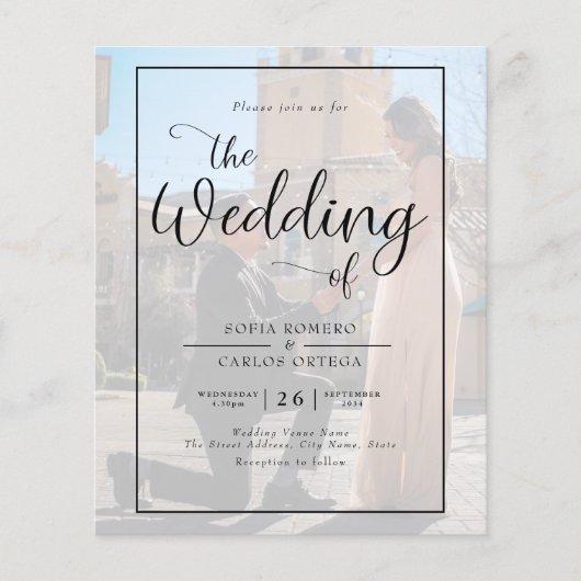Budget Script Foto Hochzeit Einladung Flyer (Vorne)