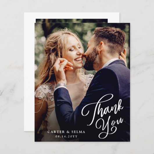Budget Script Foto Hochzeit Vielen Dank Karte (Vorne/Hinten)