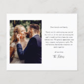 Budget Script Foto Hochzeit Vielen Dank Karte (Rückseite)