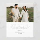 Budget Script Foto Hochzeit Vielen Dank Karte (Rückseite)