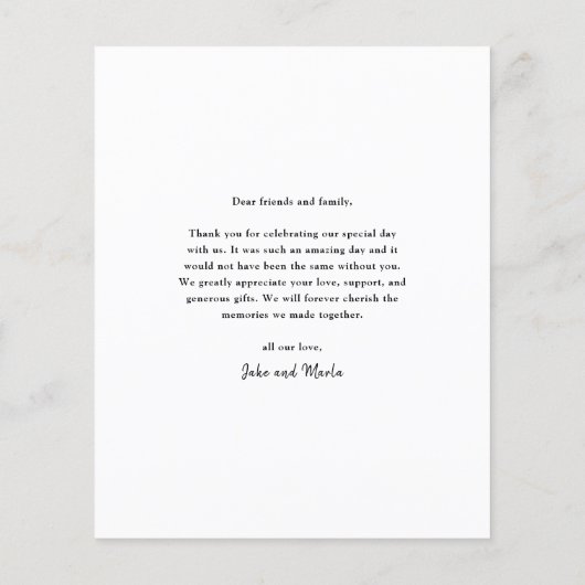 Budget Script Foto Hochzeit Vielen Dank Karte (Rückseite)