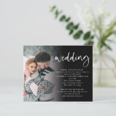 Budget Script Foto QR Code Weiße Schwarze Einladun (Stehend Vorderseite)