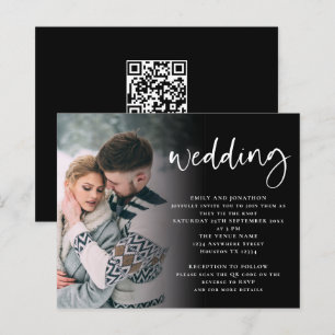 Budget Script Foto QR Code Weiße Schwarze Einladun