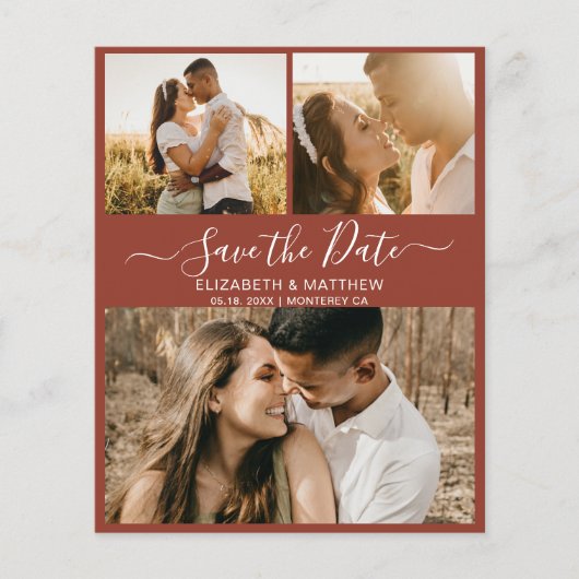 Budget Script Foto Terracotta Save the Date Flyer (Vorne)
