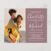 Budget Script Foto Wedding Mauve Einladung (Vorderseite)
