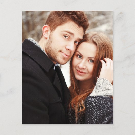 Budget Script Foto Winter Hochzeit Einladung (Rückseite)