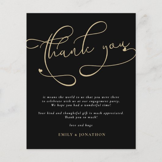 Budget Script Gold Black Foto Verlobung Dank (Vorderseite)