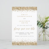 Budget Script Gold Glitzer Hochzeit speichern Datu (Stehend Vorderseite)