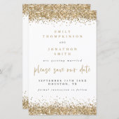 Budget Script Gold Glitzer Hochzeit speichern Datu (Vorne/Hinten)