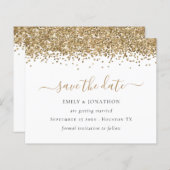 Budget Script Gold Glitzer Save the Date (Vorne/Hinten)