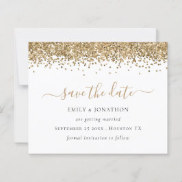 Budget Script Gold Glitzer Save the Date