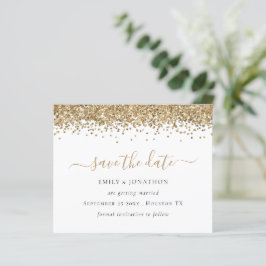 Budget Script Gold Glitzer Save the Date