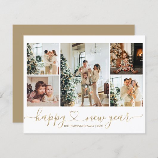 BUDGET Script Gold Happy Silvester 5 Foto Urlaub (Vorne/Hinten)