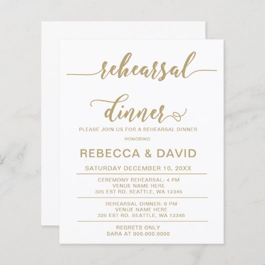 Budget Script Gold Probe Einladung (Vorne/Hinten)