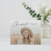 Budget Script Graduate Foto Abschluss Einladung (Stehend Vorderseite)