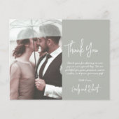 Budget Script Green Wedding Vielen Dank Foto Card (Vorderseite)