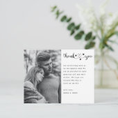 Budget Script Heart Foto Hochzeit Danke Karte (Stehend Vorderseite)