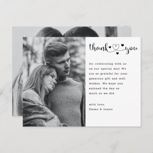 Budget Script Heart Foto Hochzeit Danke Karte (Vorne/Hinten)