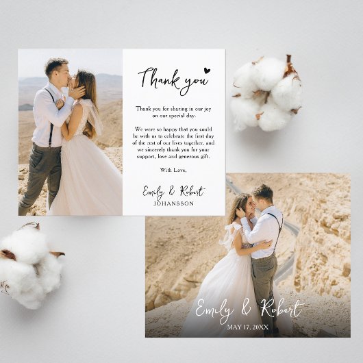 Budget Script Heart Foto Wedding Vielen Dank Flyer