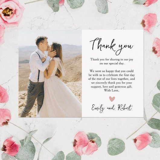 Budget Script Heart Foto Wedding Vielen Dank Flyer